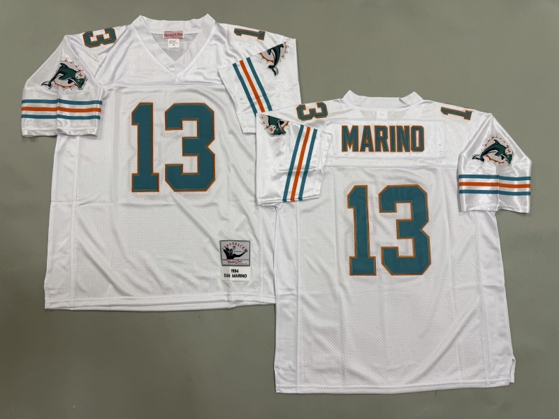 Men 2025 Miami Dolphins #13 Marino white Throwback Limited NFL Jersey style 002